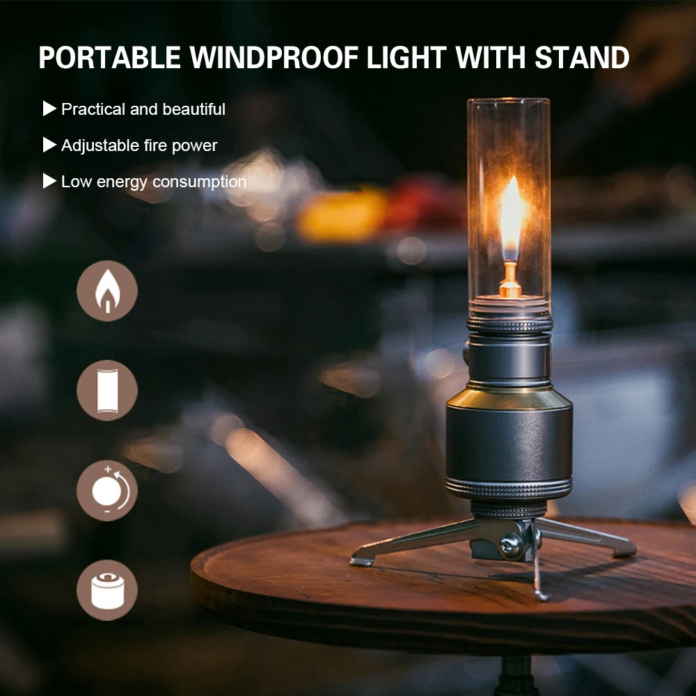 Propane Lantern Candlelight Kit Portable Lamp Windproof CandleLight Outdoor Camping GasBurner Light Tent Lamp Picnic Lantern