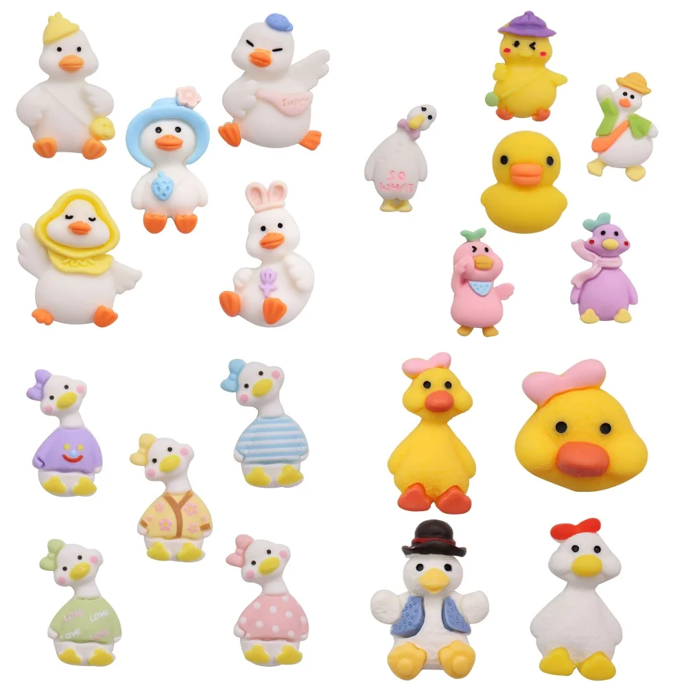 

4-6pcs Kawaii Duck Resin Shoe Charms Sandals Shoes Accessories Garden Shoes Hole Slipper Decorations DIY Bracelets Birthday Gift