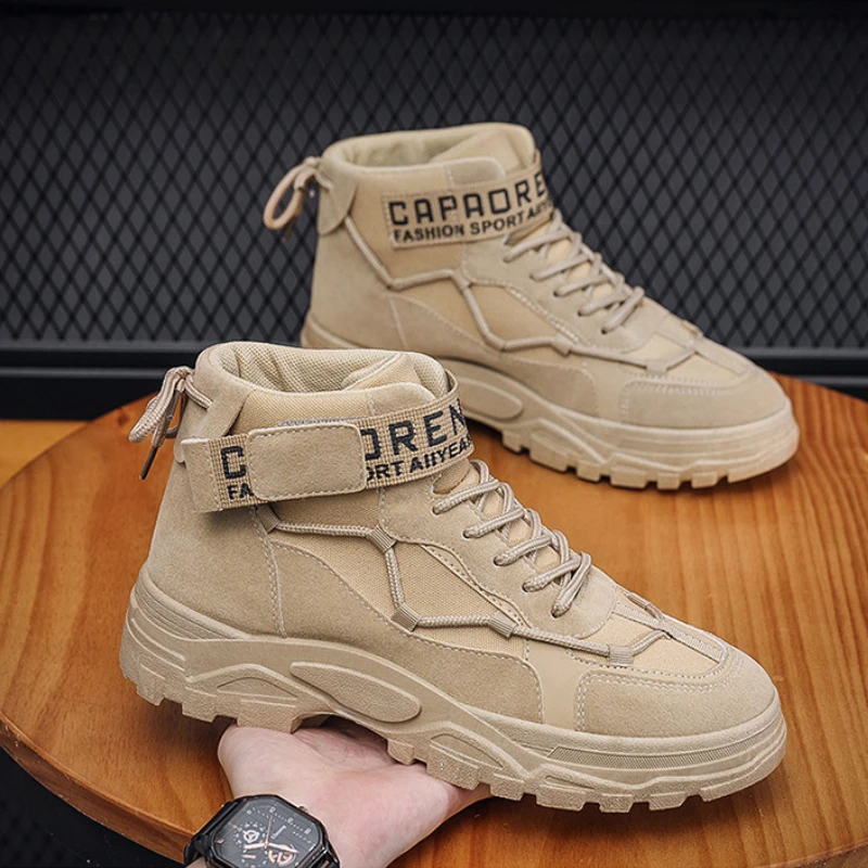 

2025 Men's British-Style High-Top Work Boots Fashion Riding Ankle Boots for Casual Trendy Outfits Chelsea Shoes Men Cowboy Boots