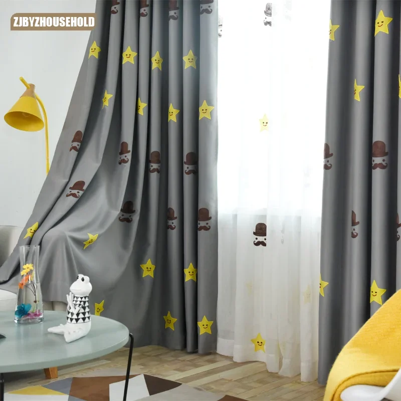 

Embroidered Curtain for Living Room Simple and Modern Nordic Shading Curtains for Bedroom Children's Room Kids Curtain Cartoon