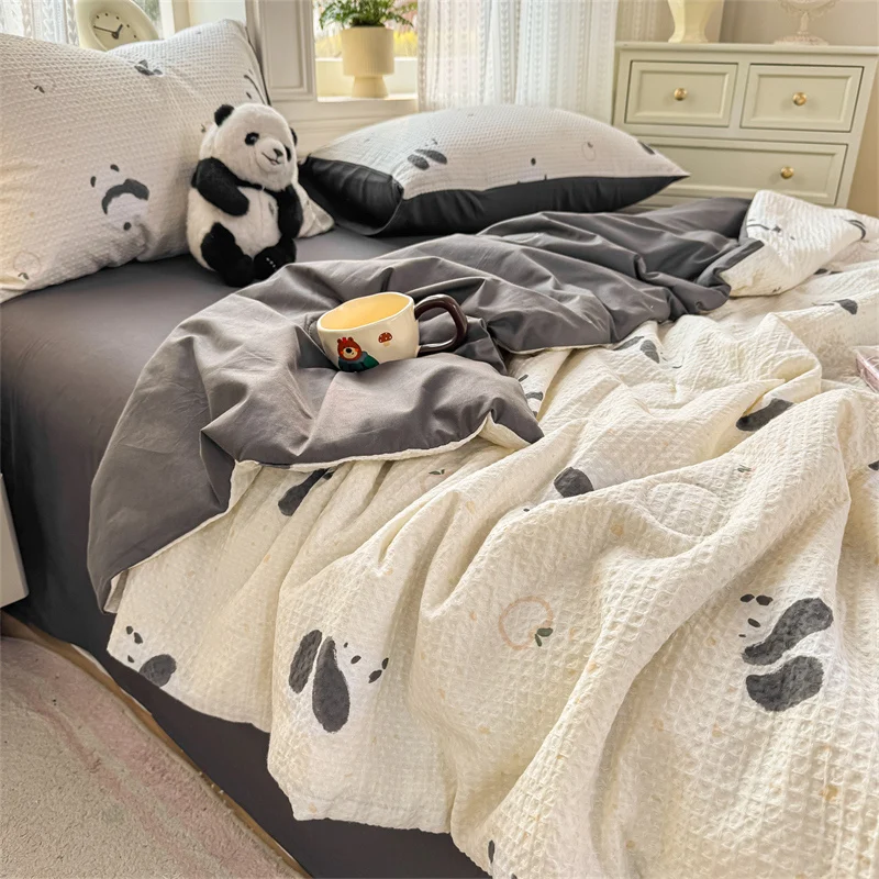 1pc Pure Cotton Summer Blanket Single/Queen Size Quilted Waffle Duvet Skin-friendly Comforter for Summer Bedspreads 여름이불