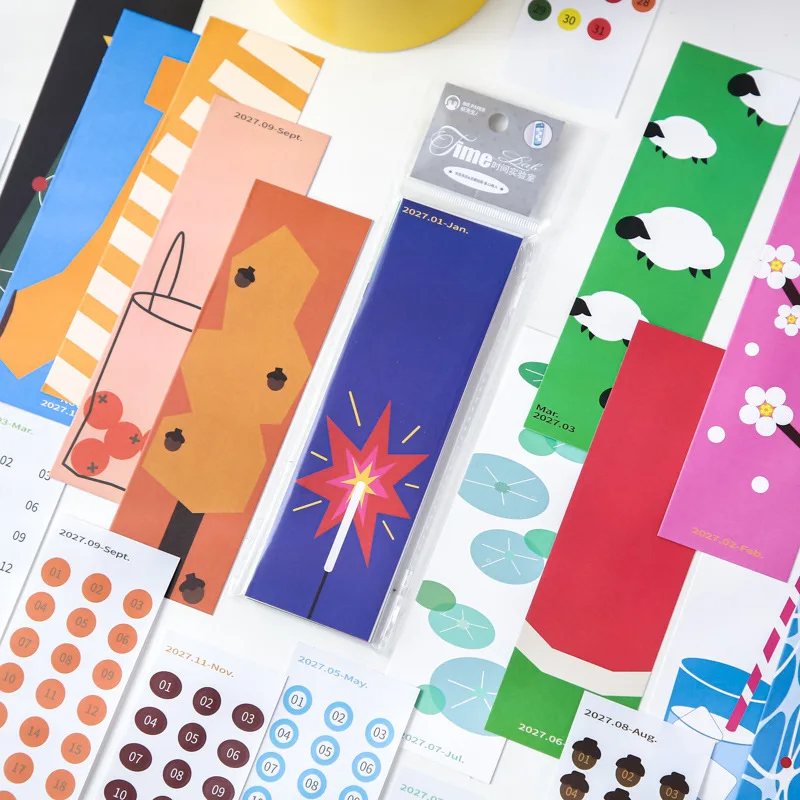 2027 Multi-Style Long Monthly Calendar Sheets, Journal Decor Inserts for DIY Handmade Bookmark Making