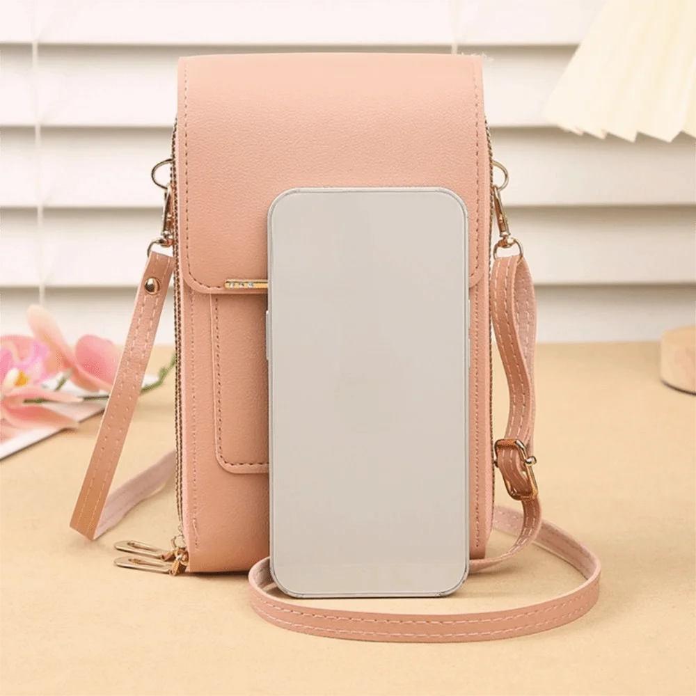 

PU Leather Women Touch Screen Cell Phone Purse Adjustable Shoulder Strap Multi-layered Crossbody Shoulder Bags Zipper