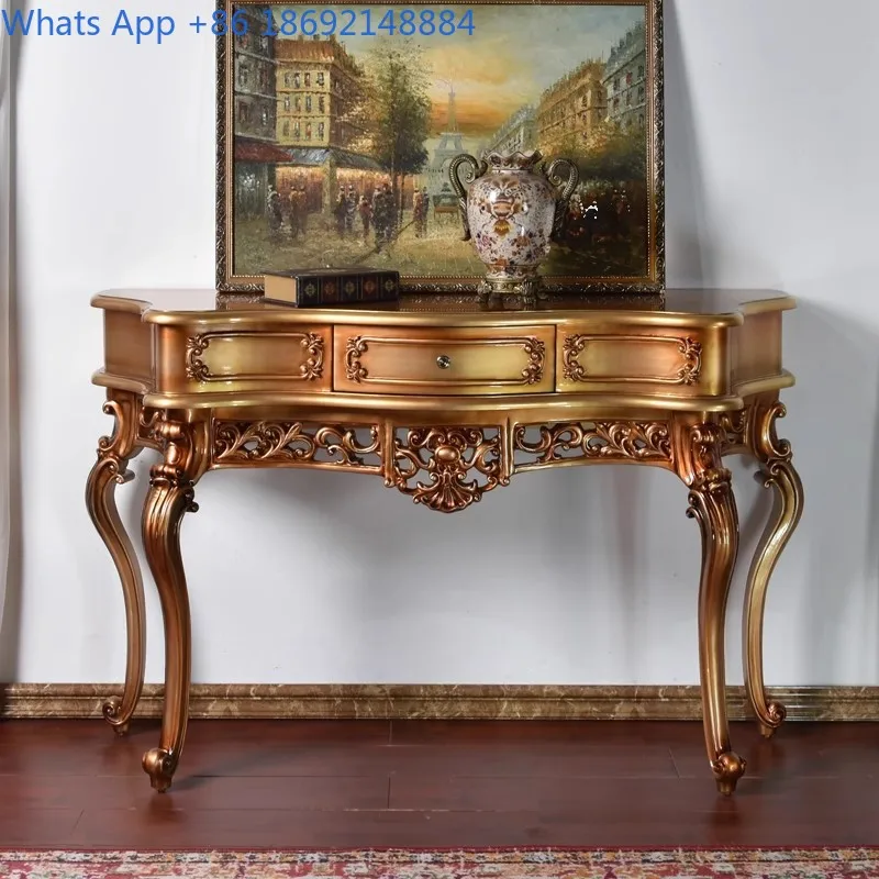 Carved European Style Luxurious Living Room Corridor Vintage Entryway Decorative Console Wall-Mounted Hallway Cabinet