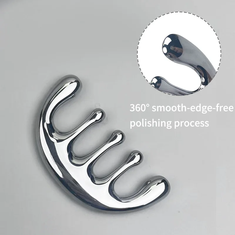 New Head Massage Comb Metal Material Five Tooth Meridian Massage Comb Wholesale Acupoint Massage Relaxation Tool