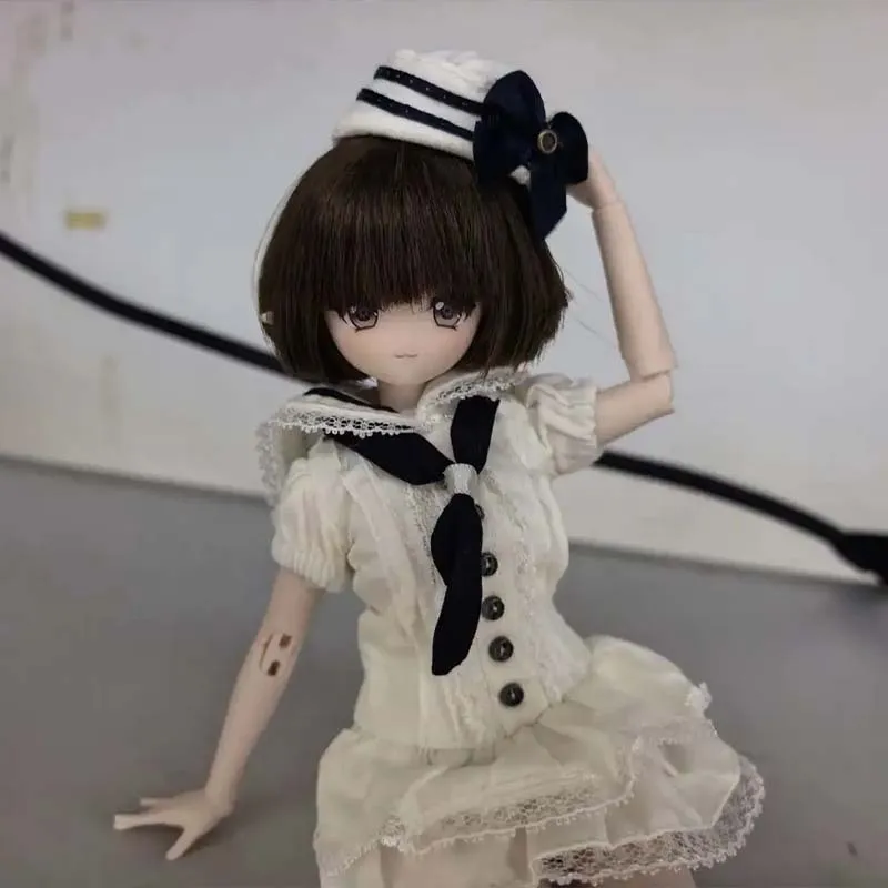 Bjd Doll's Clothing for Ob22Ob24 Simple Summer Short Sleeved Dress Cute Doll Accessories Navy Dolls Toys Clothes Set No Doll view 4