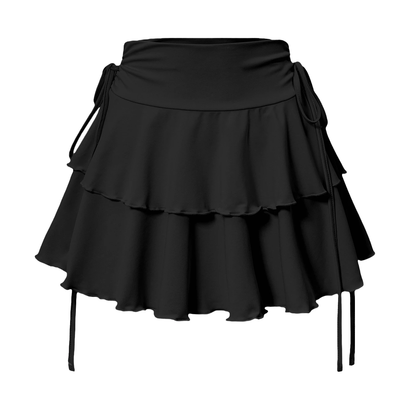 2026 New Women's Leopard Skirt Fashion Summer Outdoor Casual Versatile Outer Wear Skirt Elastic Waist Ruffled Mini Black Skirt
