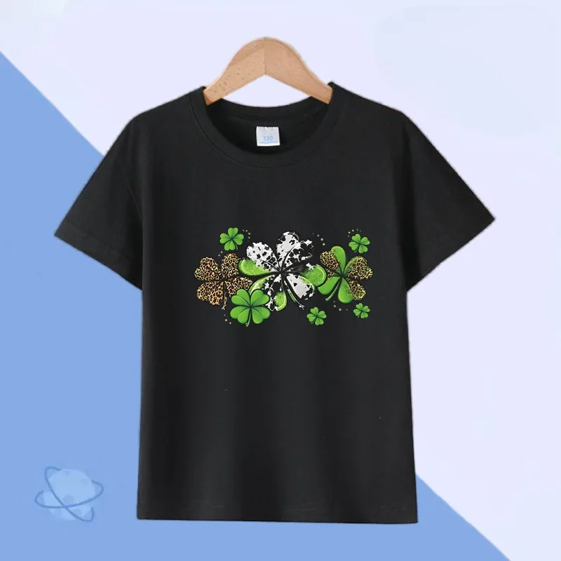 Boys Girls Cute Giraffe With Gold Coins Print T‑Shirt Short Sleeve O‑Neck Casual Loose Kids Fashion Daily Tees Tops