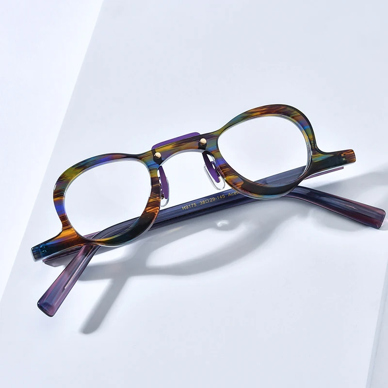 HEPIDEM Acetate Glasses Men Famous Brand Design Retro Round Women Nerd Eyeglasses Frame Iron Man Spectacles Vintage Eyewear 9175