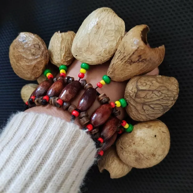 Fruit Shell Bell Bracelet Sound Healing Handmade Handbell Natural Plants Seed Bracelets Adult Meditation Percussion Instruments