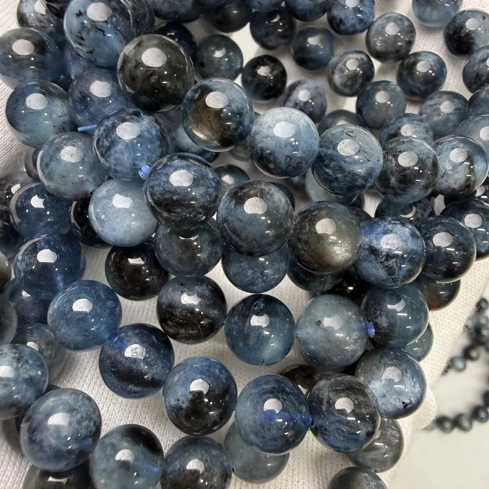 Meihan Natural TOP Black Explosion Flash Aquamarin-Armband mit runden Perlen für die Herstellung von edlem Schmuck als Geschenk – Detail 4