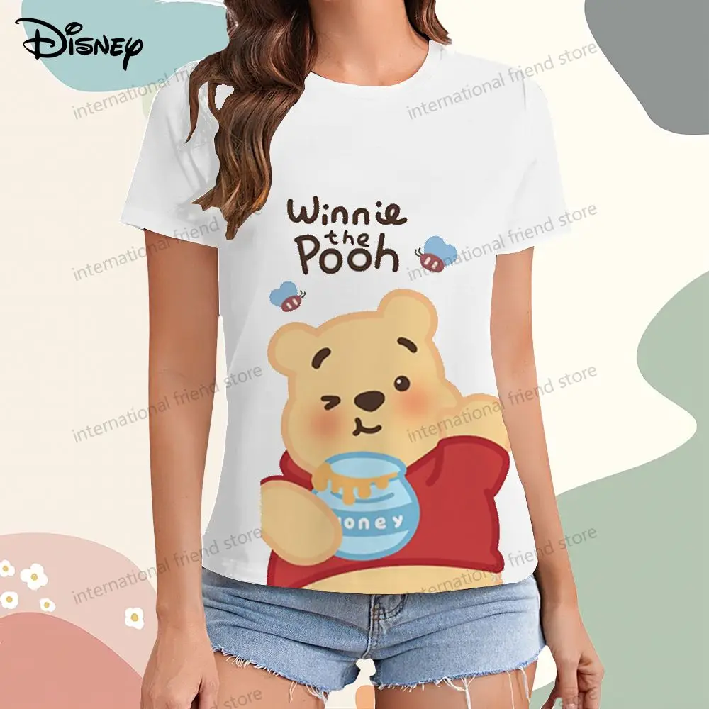 Disney Winnie l'Ourson Femmes T-shirt XS-3XL O Cou Femme Vêtements Économie Kawaii Été Pas Cher Vêtements 2024 Nouvelle Robe Y2k