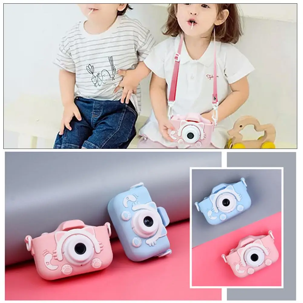 Cute Cat Children\'s Camera Full HD Video Digital Camera For Kid Mini Camera 1080P Cartoon Selfie Toddler HD Dual Camera Toy