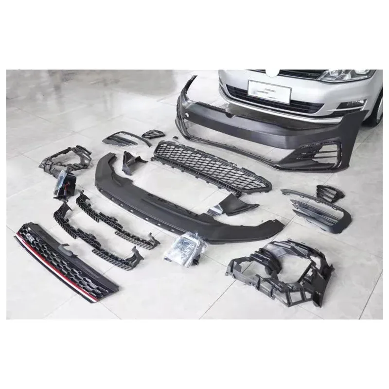 High Quality PP Material Front Bumper with Grill for VW  7 Change to  7.5 GTI Body Kit Auto Modified 2016-2018