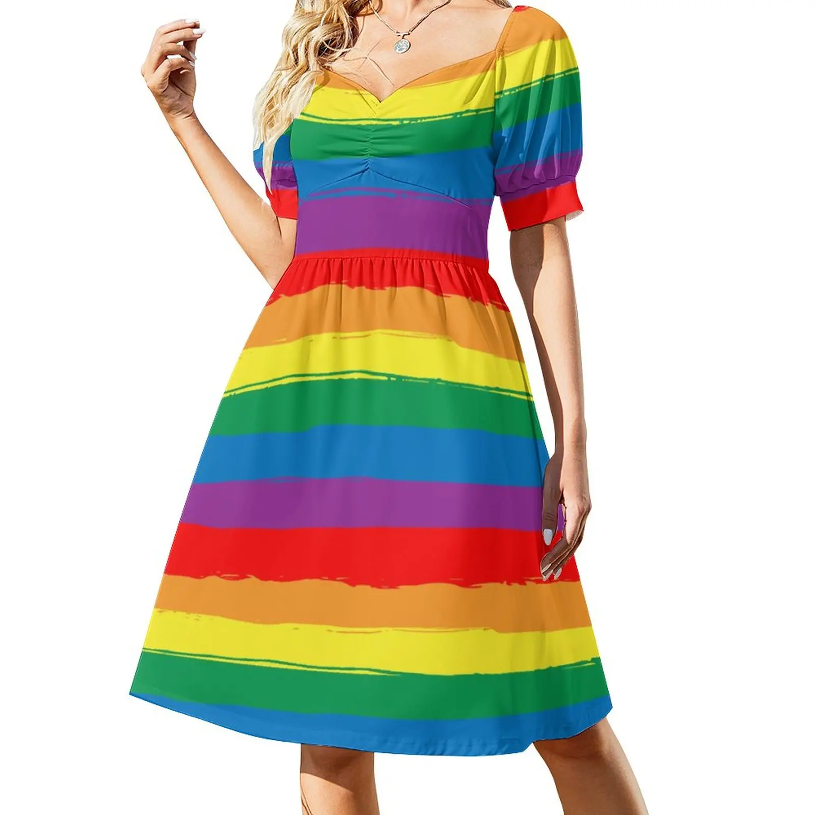 

Graffiti Rainbow LGBT Gay Pride Dress Sexy V Neck Trendy Dresses Female Street Fashion Design Oversized Casual Dress Gift Idea