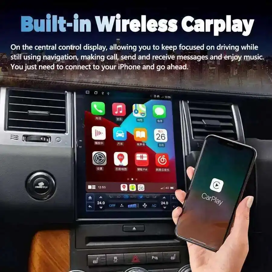 

Автомобильный радиоприемник с двумя системами Android 14, GPS-навигатор, мультимедиа для Land Rover Range Rover Sport 2013-2019, плеер Carplay