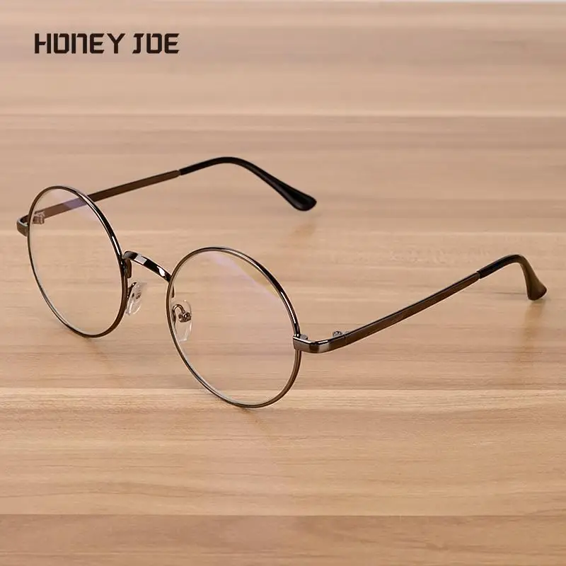 Retro Round Optical Glasses Anti Blu-Rays Computer Gaming Eyewear for Women Men Oversized Metal Frame Clear Lens Eye Glasses