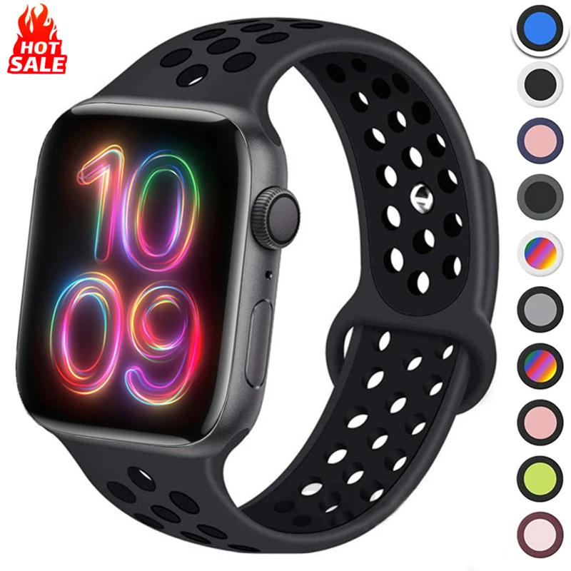 Sportarmband für Apple Watch Band 46 mm 44 mm 40 mm 42-38-41 mm 45 mm Atmungsaktives Armband iWatch Serie 10 9 8 7 6 SE 5 3 Ultra 2 49 mm