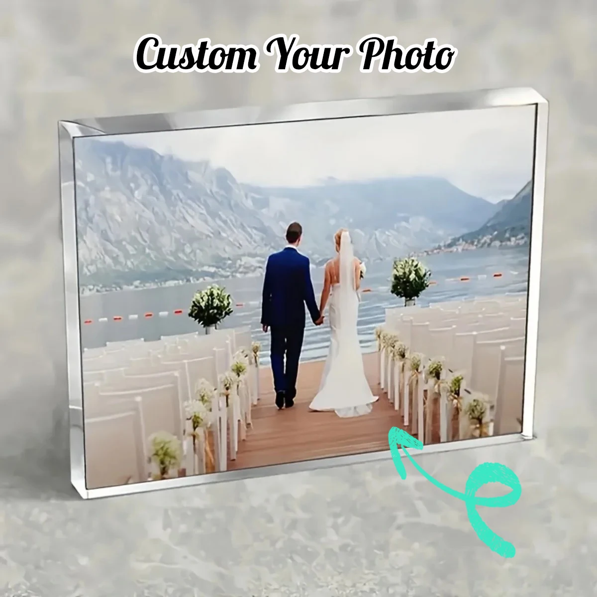 Custom Acrylic Photo Block，Transparent Acrylic Desk Ornament Wedding Anniversary Couple Family Memory Home Decor Gift