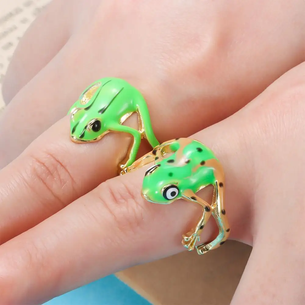 جديد الأصالة شجرة الضفدع حلقة افتتاح لطيف قابل للتعديل حلقة الحيوان شكل سبيكة مجوهرات اكسسوارات للنساء