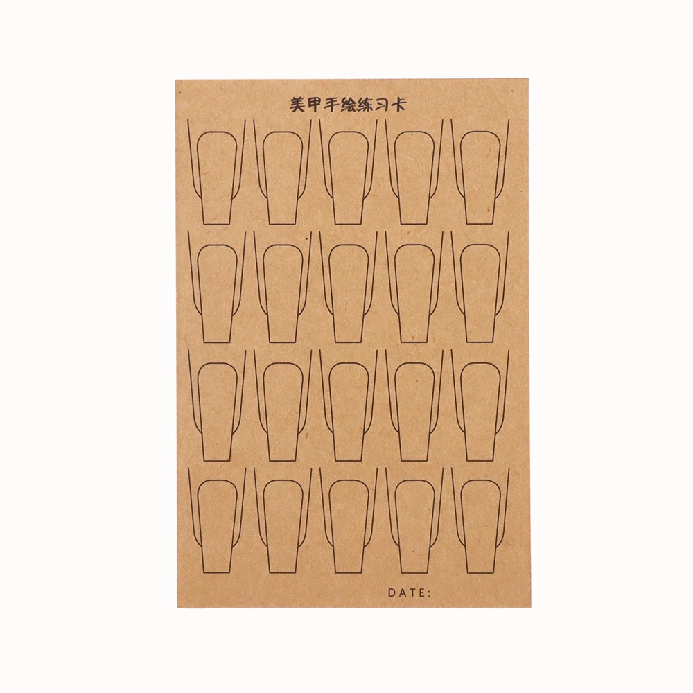 6Pcs Nail Practice Card 6 Shapes Trainning Beginner Nail Supplies For Gel Polish Hand-Painting Essential Art Supplies Manicure