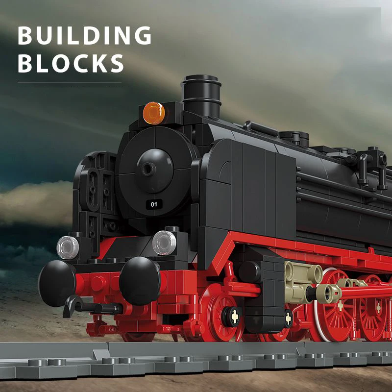 

Steam Rail Train Model Industrial Revolution Building Blocks Toys City Steampunk Era Scene Bricks Retro MOC