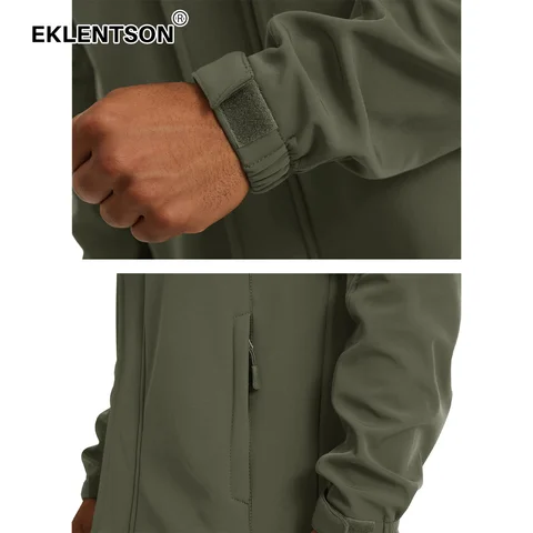 EKLENTSON Herrjacka med hel dragkedja, softshell, fleecefodrad, ståkrage, 6 fickor för kallt väder 10 best sales 6-ficksjacka för män - №3