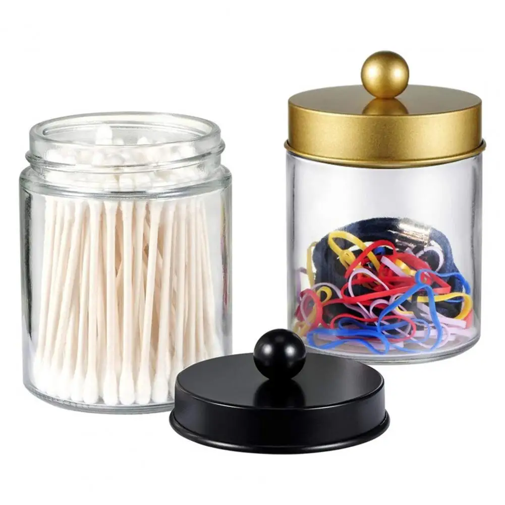 Clear Glass Dental Floss Storage Jar, Recipiente do armário do banheiro, Organizador de bancada da maquiagem, 4pcs por conjunto