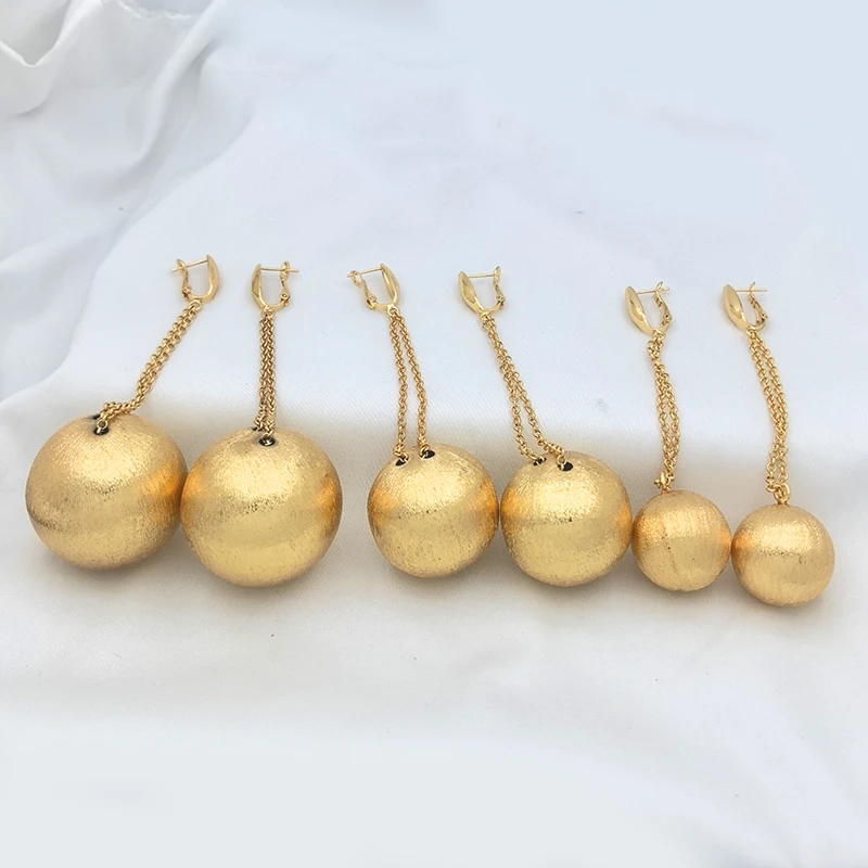 

Дубайские серьги-капли для женщин, африканские шариковые бусины, длинные висячие серьги, вечерние, свадебные, модные ювелирные изделия, размер S, M, L