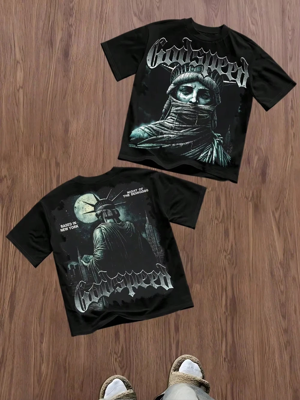 2026 Men Dark Vintage Statue Art Graphic T-shirt Oversized Crew Neck Short Sleeve Tee Gothic Streetwear Loose Summer Cotton Top