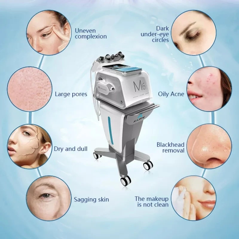 Máquina de belleza Facial 6 en 1 para el cuidado de la piel, dispositivo de microdermoabrasión M6 de alta calidad, hidrofacial, exfoliación por chorro, antienvejecimiento