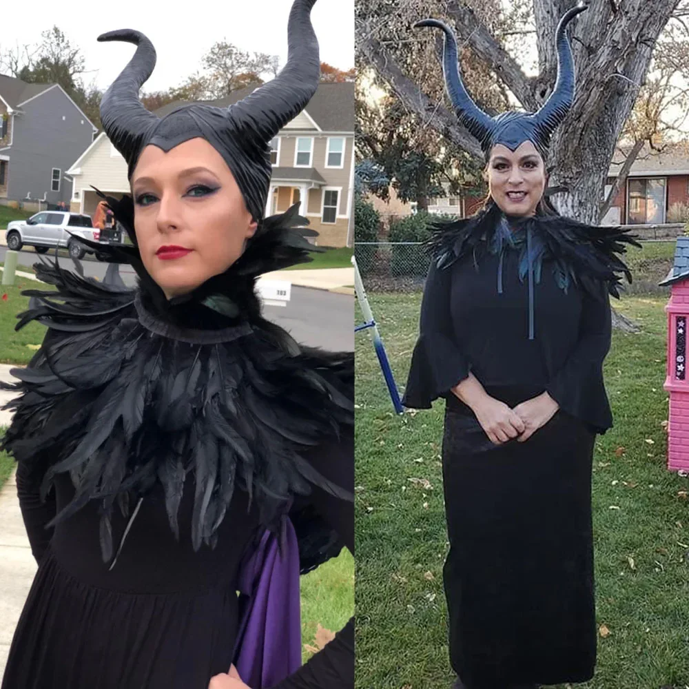 

2025halloweenZwarte Koningin Heks Demon Hoorns Hoed Masker Косплей Dier Hoofddeksel Хэллоуин Verkleedpartij Kostuums Rekwisiete