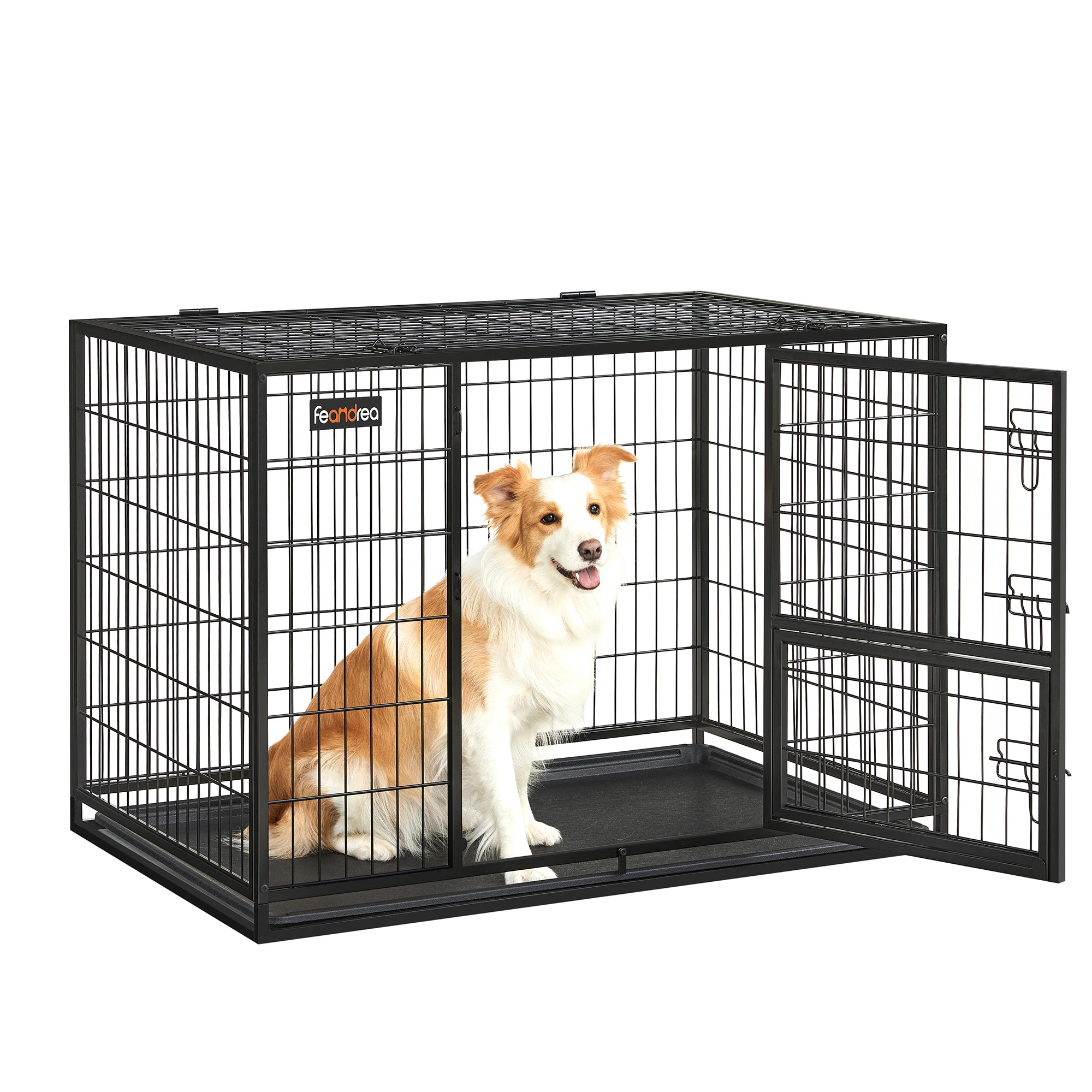 

Feandrea Heavy-Duty Dog Crate, Metal Dog Kennel And Cage With Removable Tray, XL For Medium And Large Dogs, 42.1 X 27.6 X 29.