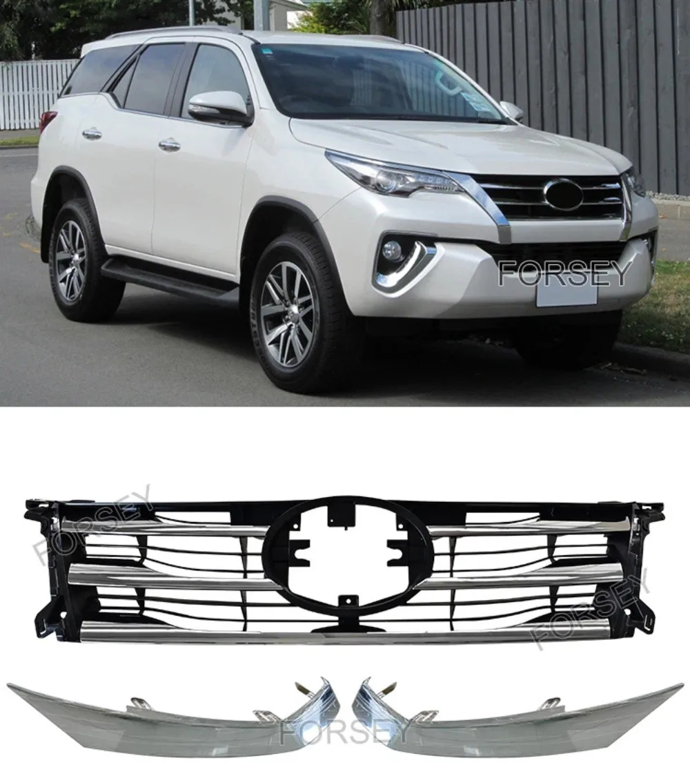For Fortuner 2015 2016 2017 2018,Modificado para parrilla delantera Fortuner, cubierta de rejilla de malla de parachoques delant