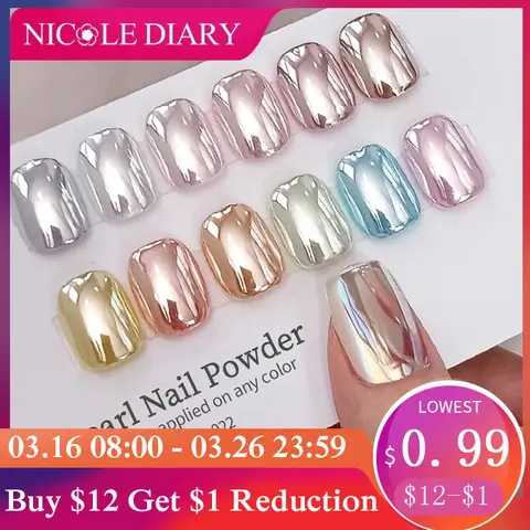 NICOLE DIARY 달빛 거울 네일 파우더 오로라 실버 글리터 메탈릭 효과 UV 젤 폴란드어 안료 크롬 DIY 네일 장식 Best5 NICOLE DIARY 달빛 거울 네일 파우더 오로라 실버 글리터 메탈릭 효과 UV 젤 폴란드어 안료 크롬 DIY 네일 장식 Best5
