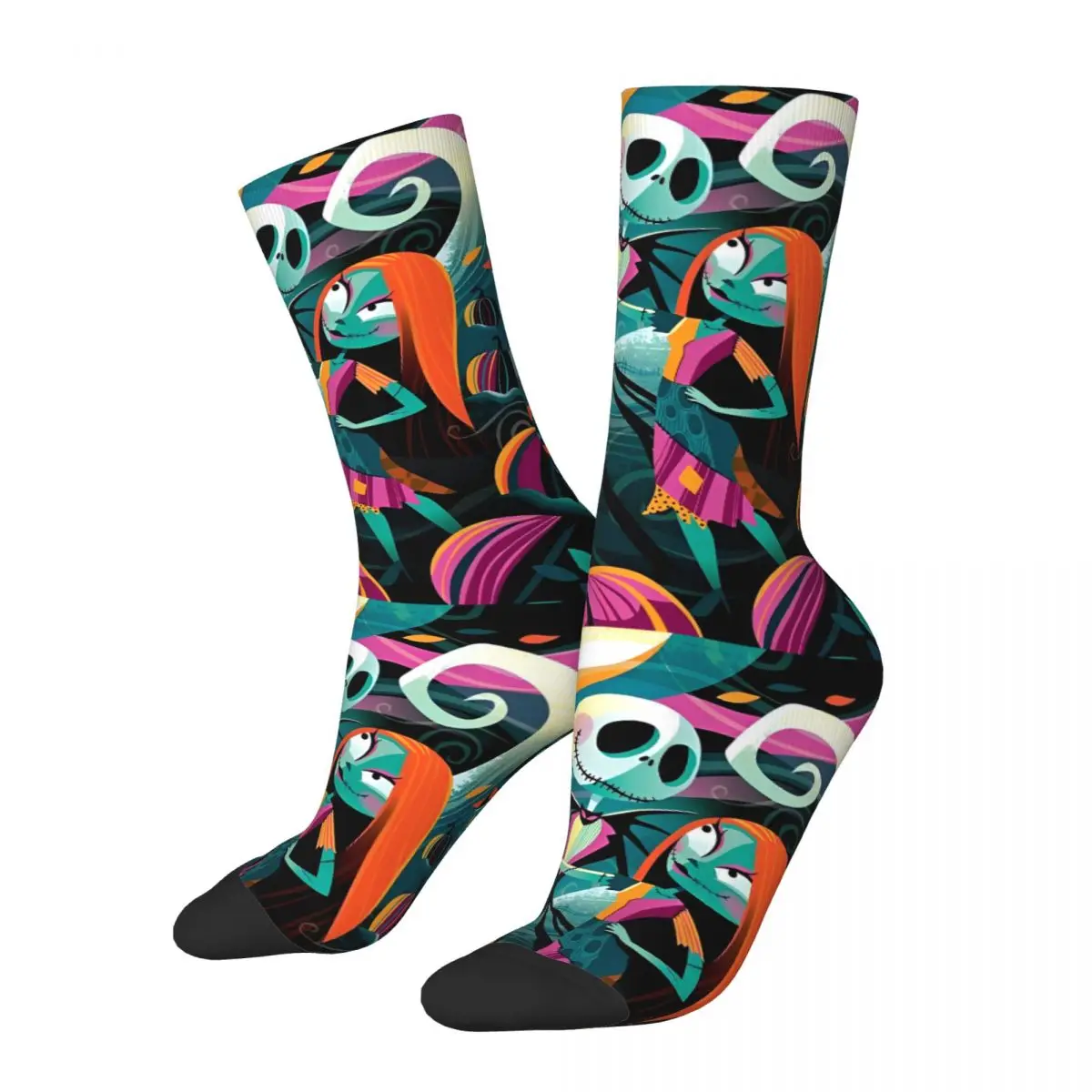 

Harajuku Jack And Sally Sports Socks The Nightmare Before Christmas Polyester Long Socks for Women Men Breathable