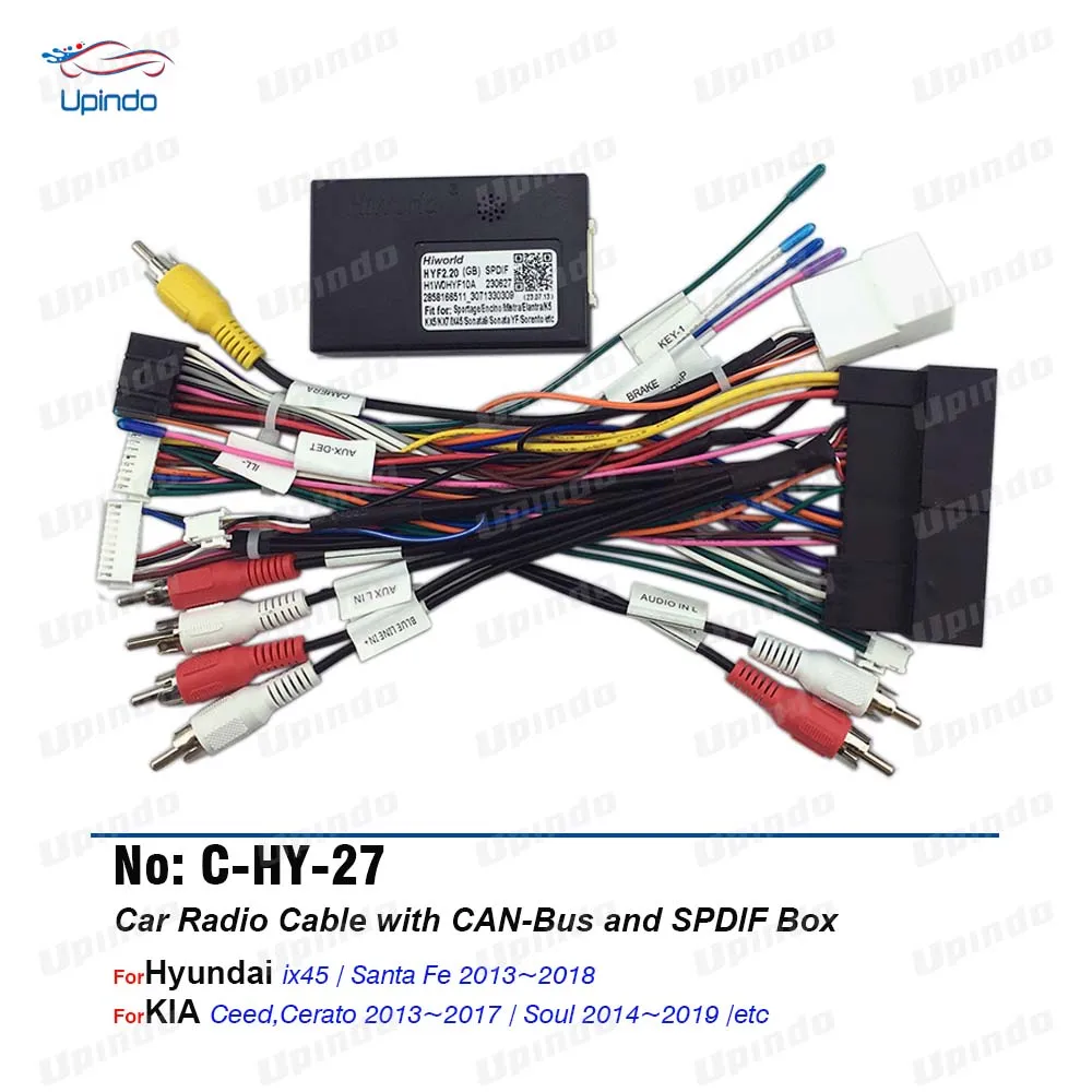 

Car Radio Cable CAN Bus SPDIF Wiring Harness Socket for Hyundai KIA Santa Fe Sonata Tucson Sorento Elantra Ceed Cerato Sportag