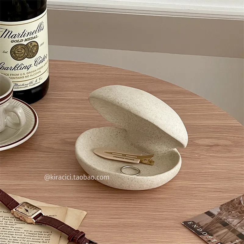 Shell Shape Ceramic Storage Tray For Home Solid Color Entryway Key Holder Ring Dish Ins Style Desktop Jewelry Display Tray