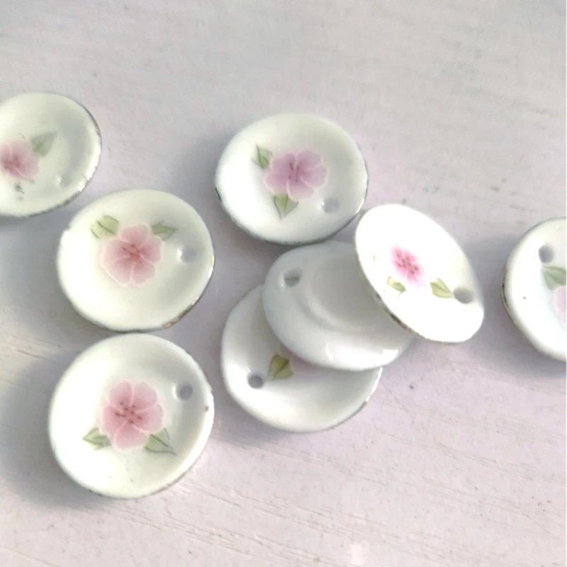 18mm Ceramic Plate Miniature Ornament, Chinese Style Miniature Dish 50pcs/Lot