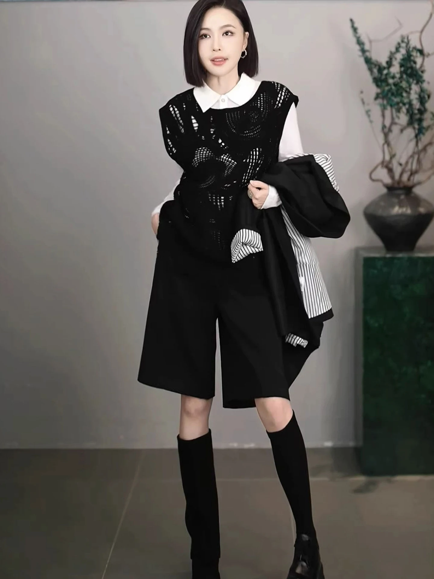 

Spring Fashion High Waist Drapey Wide Leg Pants Women's Color Commute Casual Design Sensation European Style Loose Fit