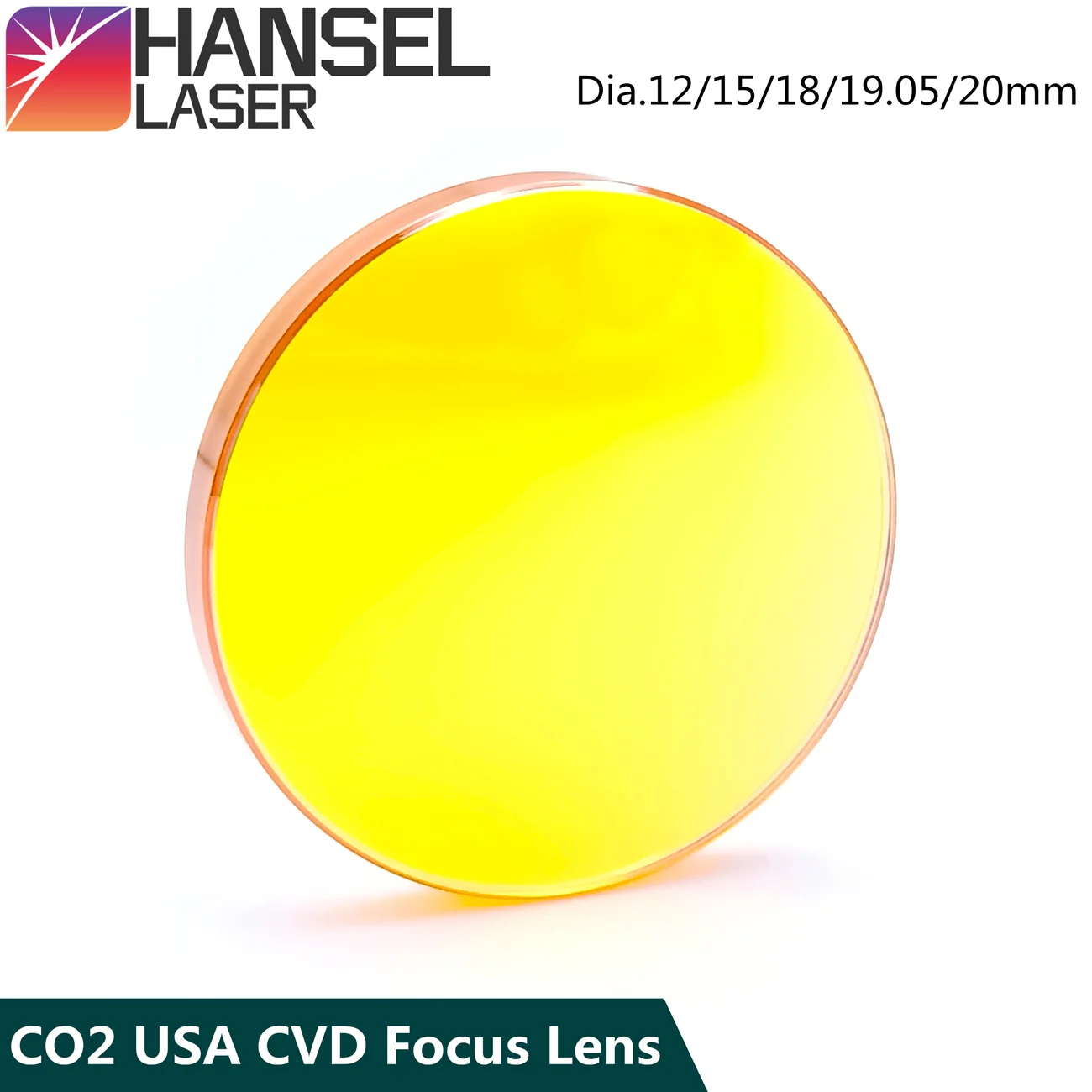 Hansel USA CO2 CVD ZnSe Laser Focus Lens Dia. 12 18 19.05 20 mm FL38.1 50.8 63.5 101.6 127mm for Laser Engraving Cutting Machine