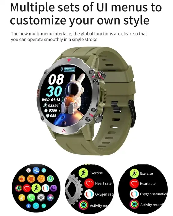 2024 New Fashion S611 Smart Watch Large Battery Life Waterproof IP67 Fitness Smartwatch TFT Display Answer Call Calendar