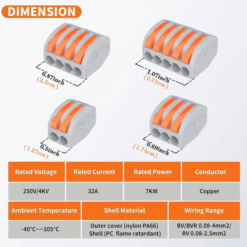 10/40PCS 2/3/4/5-Port Assorted Kit Quick Push In Lever Wire Connector Mini Compact Terminal Block 0.08-4mm2 Electrical Wiring
