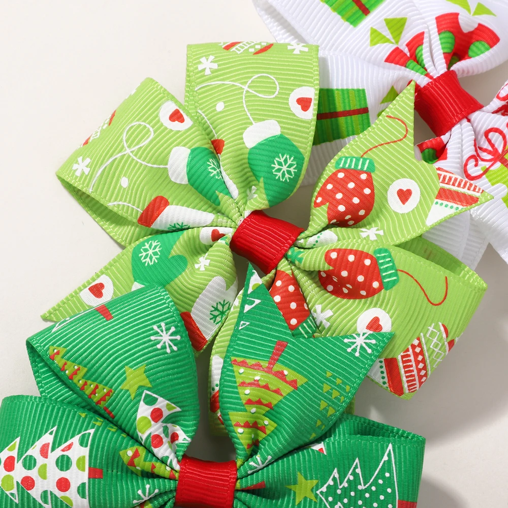 6pcs Baby Girls Christmas Hair Clips Set Festive Santa & Xmas Tree Hairpins Holiday Headwear Hair Accessories for Cheerful Gift