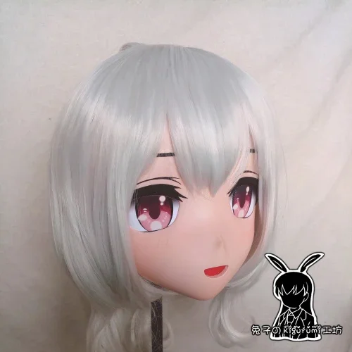 (Coelho 65) cabeça cheia crossdress menina bjd boneca máscara tóquio ghoul cos dos desenhos animados anime realista silicone nana cosplay máscara kigurumi