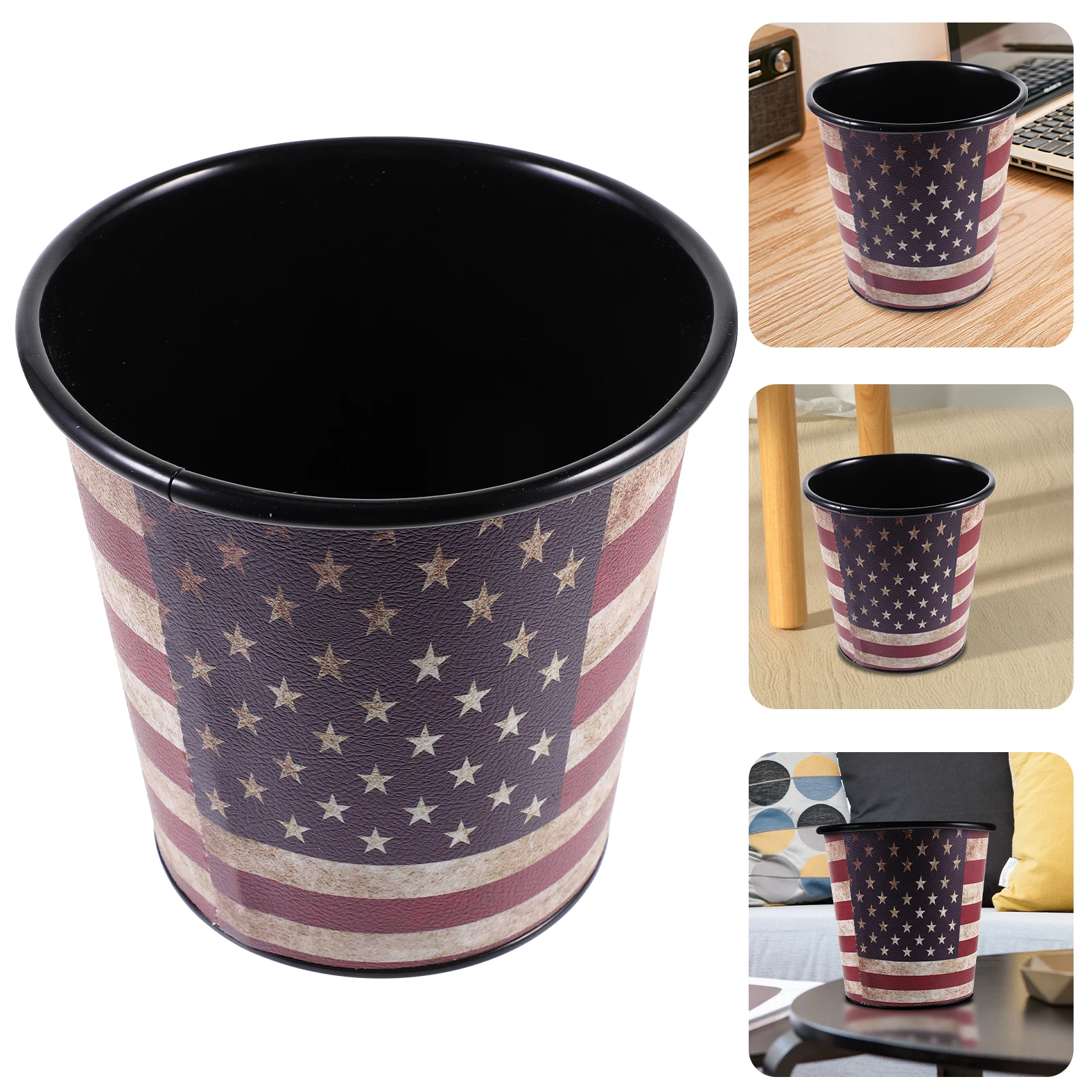 

Desktop Trash Can Cans Small Iron Miniature Cute Office Waste Paper Basket Trashcan
