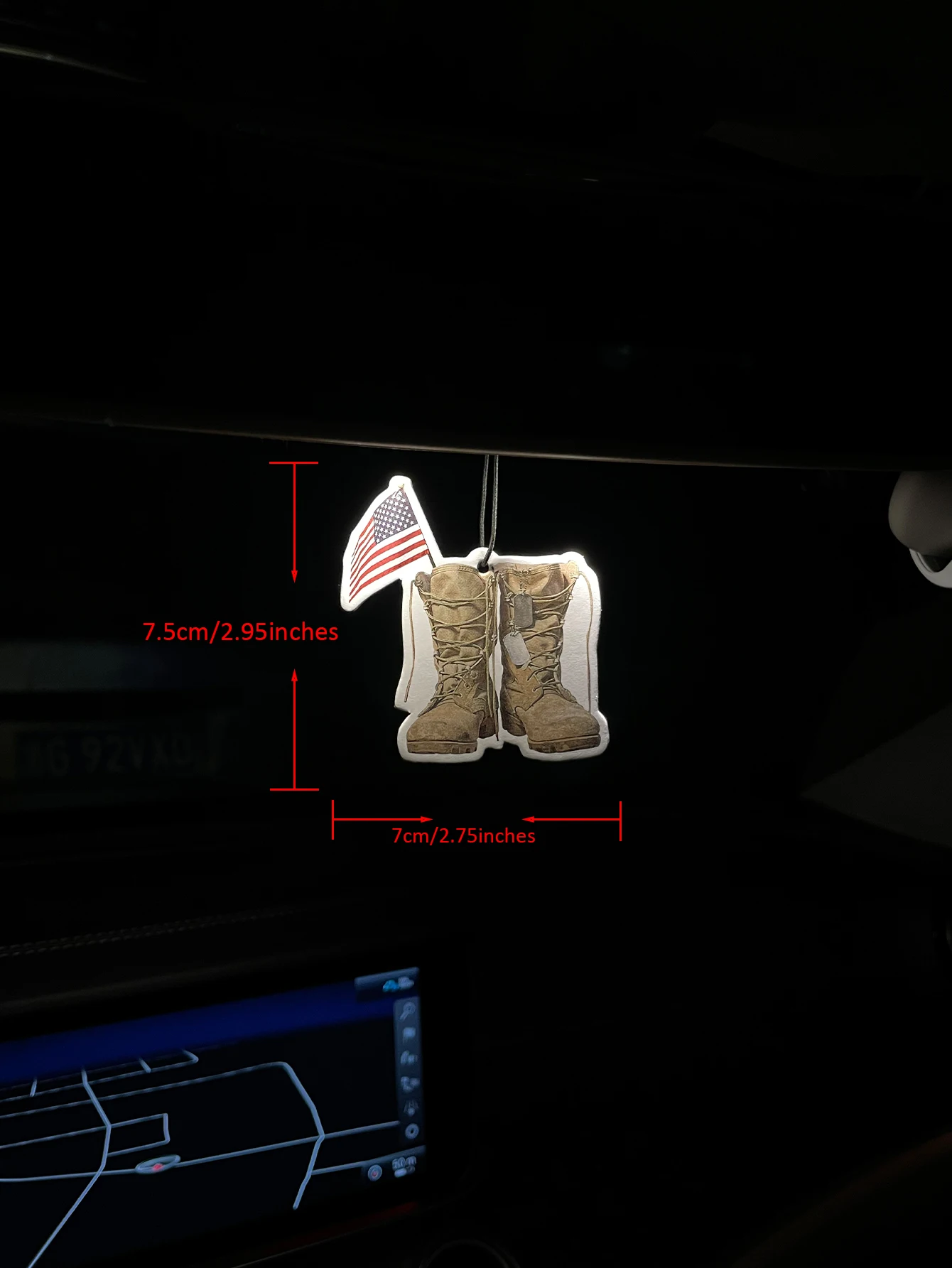 Military Combat Boots With US American Flag Hanging Car Air Freshener, Natural Plant‑Derived Scent Paper Air Freshener, Alcohol‑