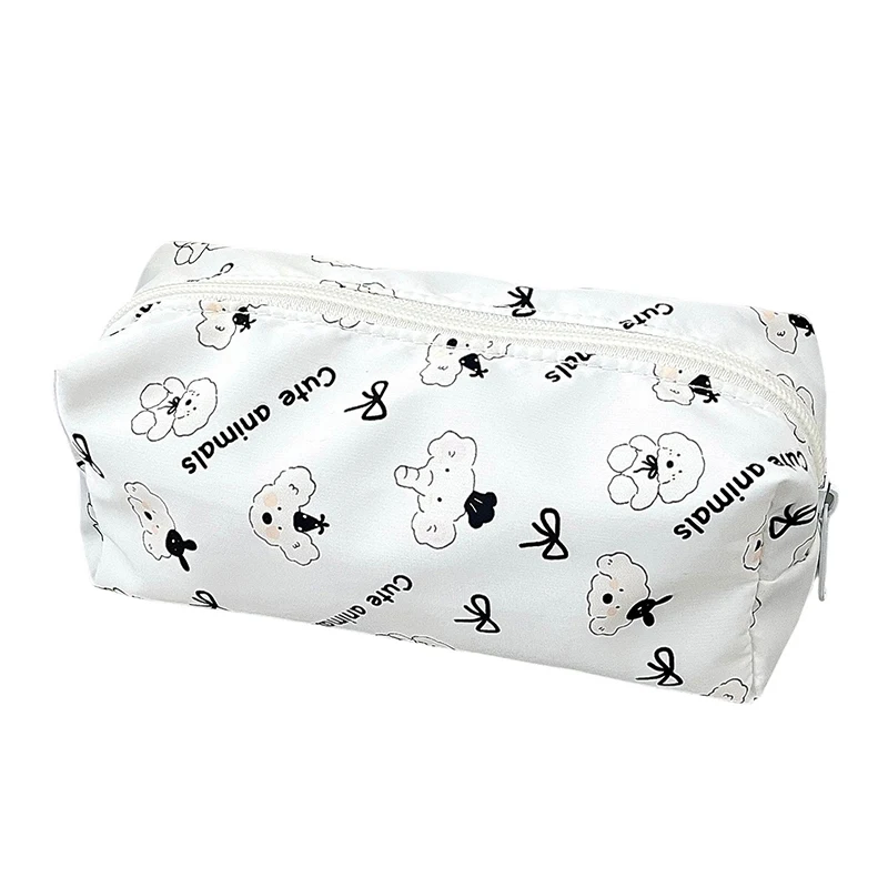 Cute Cartoon Line Bear Printed Pen Bag Portable Large Capacity Pencil Case Stationery Bag Multi-function Storage Bag  ﻿