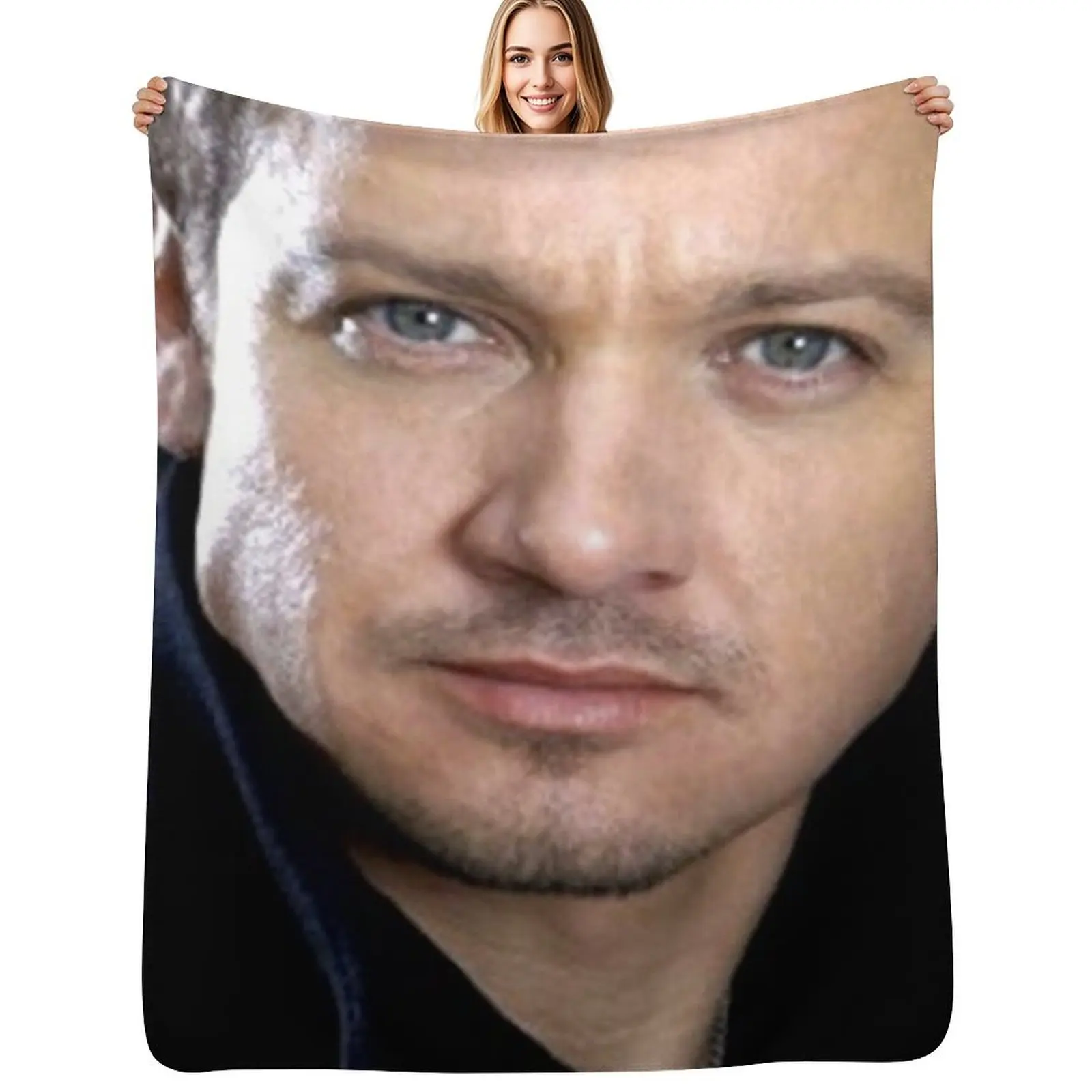 Jeremy Renner Throw Blanket Cozy Napping Blanket Gift for Mom Dad