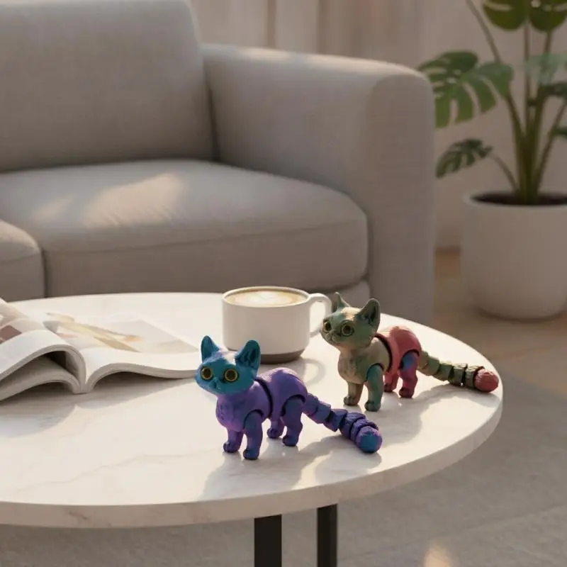 3D Printed Cute Cats Tail Joint Movable Kawaii Kitten Ornament Room Decor Car Decorations Desktop Decorations Gifts To Friends